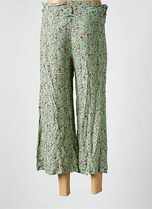 Pantalon 7/8 taille haute taille haute vert COULEURS DU TEMPS femme