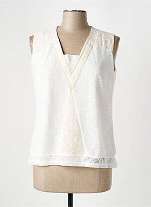 Top col carré sans manche beige MERI & ESCA femme