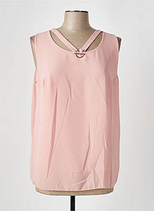 Top col carré sans manche rose COULEURS DU TEMPS femme