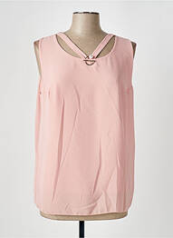 Top col carré sans manche rose COULEURS DU TEMPS femme