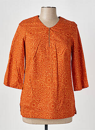 Blouse tissage popeline manches 3/4 orange GUY DUBOUIS femme