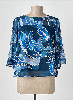 Blouse légère et transparente manches 3/4 bleu GREGORY PAT femme