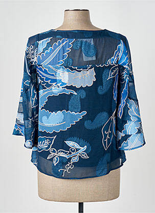 Blouse légère et transparente manches 3/4 bleu GREGORY PAT femme