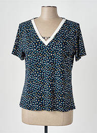 T-shirt sérigraphie floquée manches courtes bleu GUY DUBOUIS femme