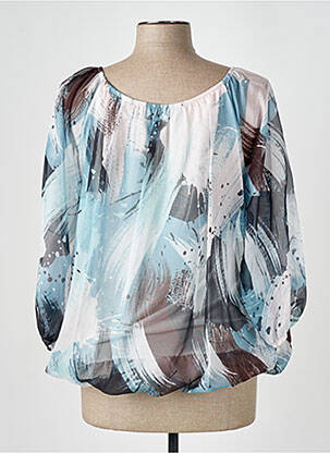 Blouse légère et transparente manches 3/4 bleu COULEURS DU TEMPS femme