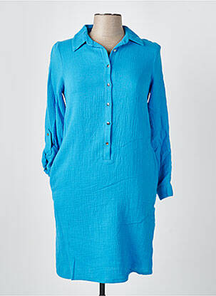 Robe courte manches longues manches longues bleu GUY DUBOUIS femme