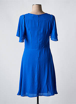 Robe mi-longue tissage crêpe manches courtes bleu GREGORY PAT femme
