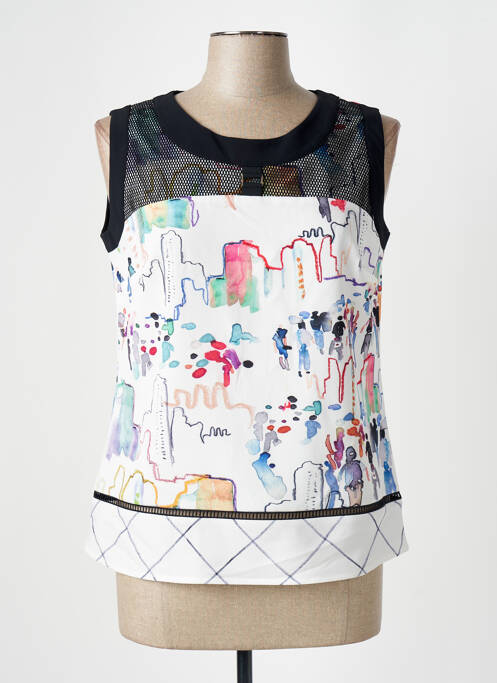 Top imprimé fantaisie sans manche blanc MERI & ESCA femme