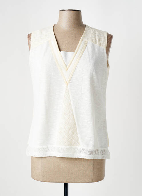 Top col carré sans manche beige MERI & ESCA femme