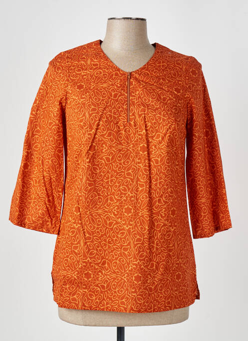 Blouse imprimé fantaisie manches 3/4 orange GUY DUBOUIS femme