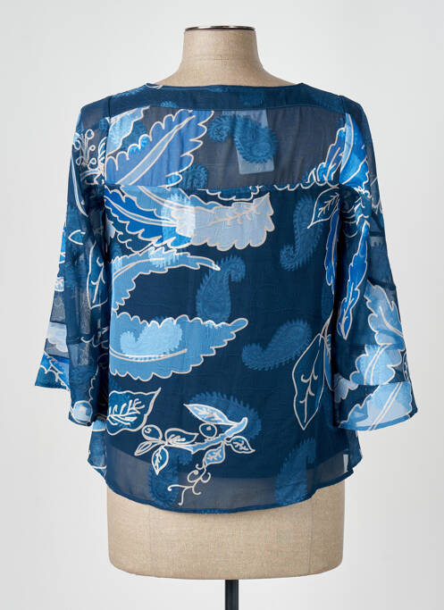 Blouse col rond manches 3/4 bleu GREGORY PAT femme