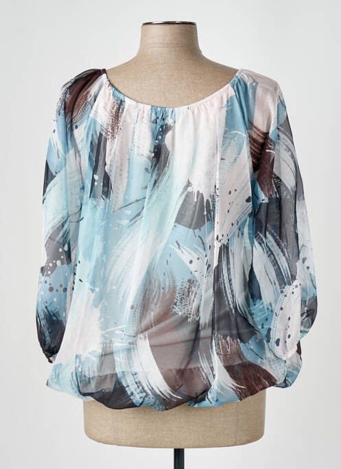 Blouse légère et transparente manches 3/4 bleu COULEURS DU TEMPS femme