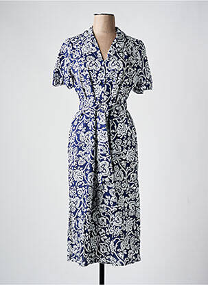 Robe longue imprimé fantaisie manches courtes bleu EMME M femme