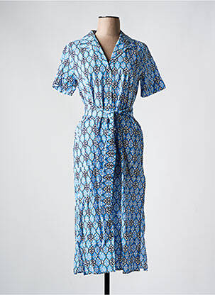 Robe longue imprimé fantaisie manches courtes bleu EMME M femme