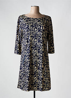 Robe mi-longue manches 3/4 manches 3/4 bleu KACY femme
