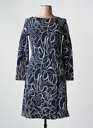 Robe mi-longue imprimé fantaisie manches longues bleu MAX MARA femme