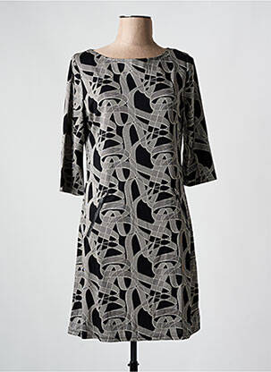 Robe mi-longue manches 3/4 manches 3/4 noir VEGAS femme