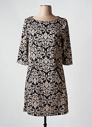 Robe mi-longue manches 3/4 manches 3/4 noir VEGAS femme