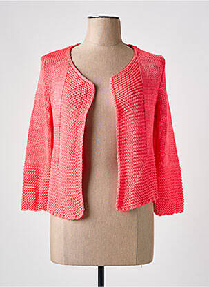 Gilet manches longues col rond rose TEL'TELLE femme
