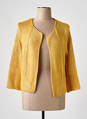 Gilet manches longues col rond jaune TEL'TELLE femme