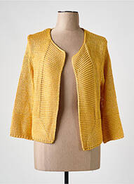 Gilet manches longues maille tricot jaune TEL'TELLE femme