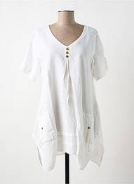Tunique manches courtes tissage crêpe blanc MERI & ESCA femme