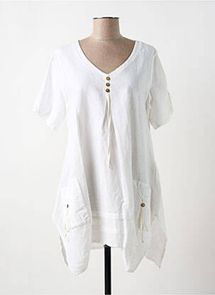 Tunique manches courtes tissage crêpe blanc MERI & ESCA femme