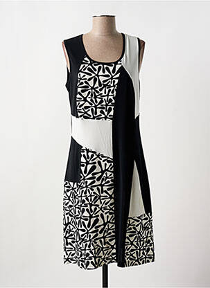 Robe mi-longue imprimé fantaisie sans manche noir GUY DUBOUIS femme