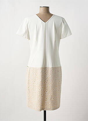 Robe mi-longue tissage crêpe manches courtes beige MERI & ESCA femme