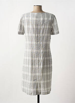 Robe mi-longue tissage crêpe manches courtes gris MERI & ESCA femme