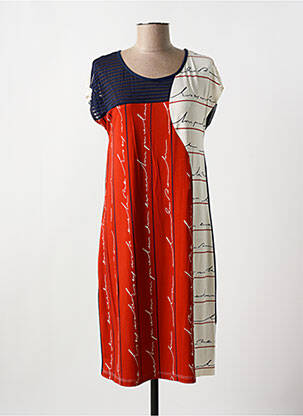Robe mi-longue imprimé fantaisie manches courtes bleu MERI & ESCA femme