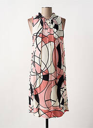 Robe mi-longue coupe fluide sans manche rose COULEURS DU TEMPS femme