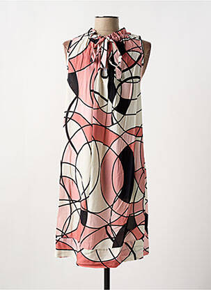 Robe mi-longue coupe fluide sans manche rose COULEURS DU TEMPS femme