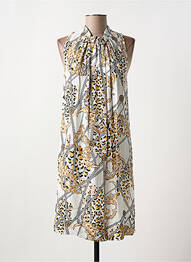 Robe mi-longue coupe fluide manches courtes blanc COULEURS DU TEMPS femme