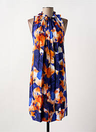 Robe mi-longue coupe fluide sans manche bleu COULEURS DU TEMPS femme