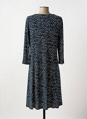 Robe mi-longue coupe fluide manches 3/4 bleu GUY DUBOUIS femme