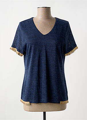 Pull tissage chiné manches courtes bleu MERI & ESCA femme