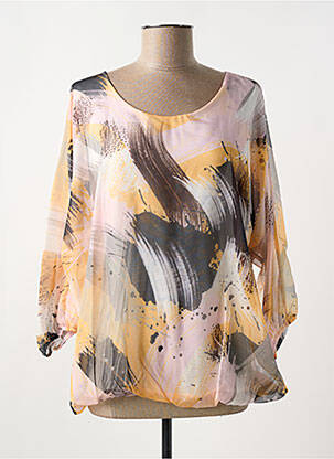 Blouse légère et transparente manches 3/4 orange COULEURS DU TEMPS femme