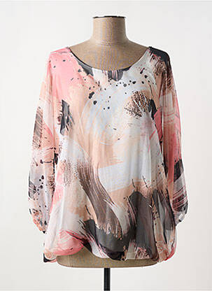 Blouse légère et transparente manches 3/4 rose COULEURS DU TEMPS femme