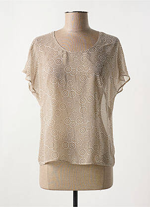 Blouse légère et transparente manches courtes marron GUY DUBOUIS femme