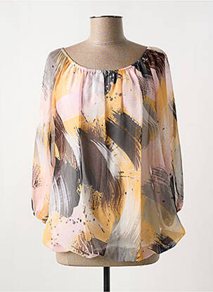 Blouse légère et transparente manches 3/4 orange COULEURS DU TEMPS femme