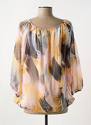 Blouse légère et transparente manches 3/4 orange COULEURS DU TEMPS femme