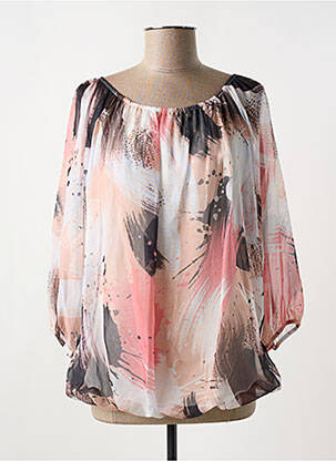 Blouse légère et transparente manches 3/4 rose COULEURS DU TEMPS femme