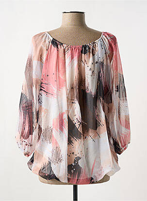 Blouse légère et transparente manches 3/4 rose COULEURS DU TEMPS femme