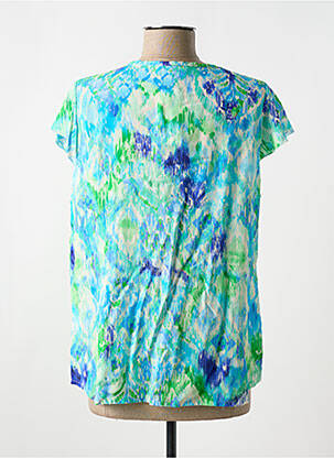 Blouse tissage popeline manches courtes bleu COULEURS DU TEMPS femme