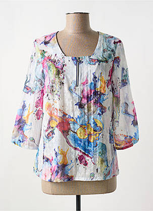 Blouse légère et transparente manches 3/4 bleu GREGORY PAT femme