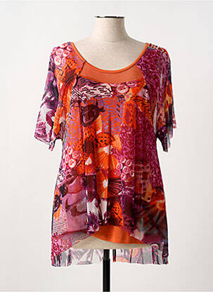 Top imprimé fantaisie manches courtes orange MERI & ESCA femme