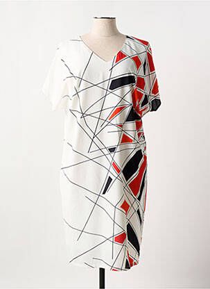 Robe mi-longue tissage crêpe manches courtes rouge GUY DUBOUIS femme