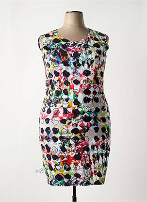 Robe mi-longue imprimé fantaisie sans manche bleu GUY DUBOUIS femme