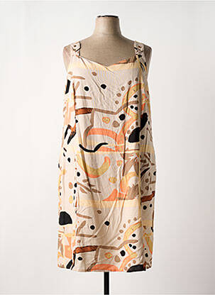 Robe mi-longue coupe fluide sans manche orange GUY DUBOUIS femme